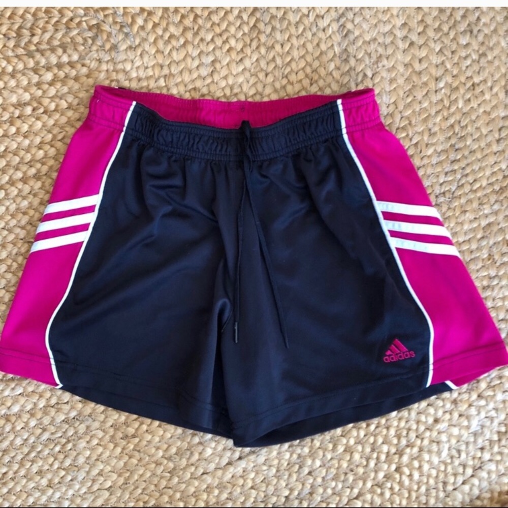 Adidas shorts pink black white